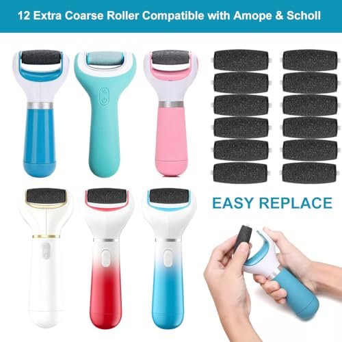 12 Extra Coarse Replacement Rollers for Amope Pedi Perfect Electric Foot File - Diamond Crystal Refills, Remove Callous and Dead Skin (Pack of 12) - görsel 4