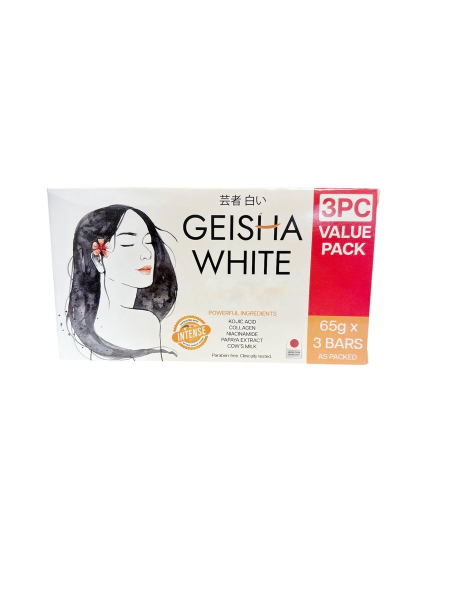 Geisha White Intense Skin Cleansing Bar - 3 Bars x 65g | Gentle & Effective Cleansing Avelisse