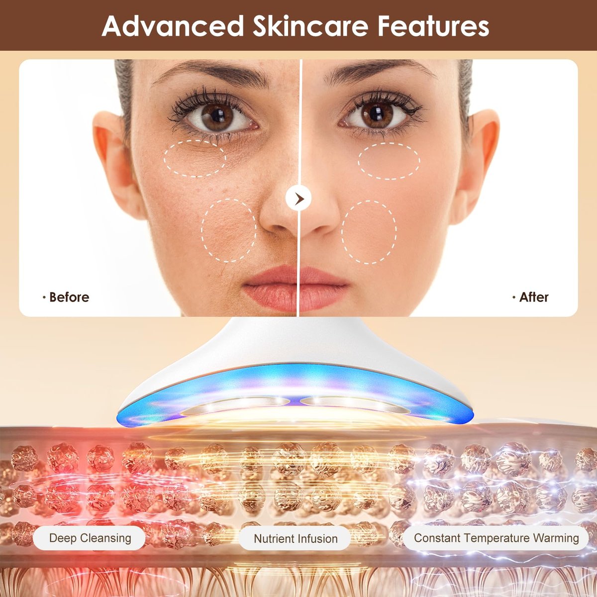 AZMAVO Facial and Neck Massager - Skin Lifting & Firming, Wrinkle & Dark Circle Reducer - Home Skin Care Sculpting Tool - Milky White Avelisse