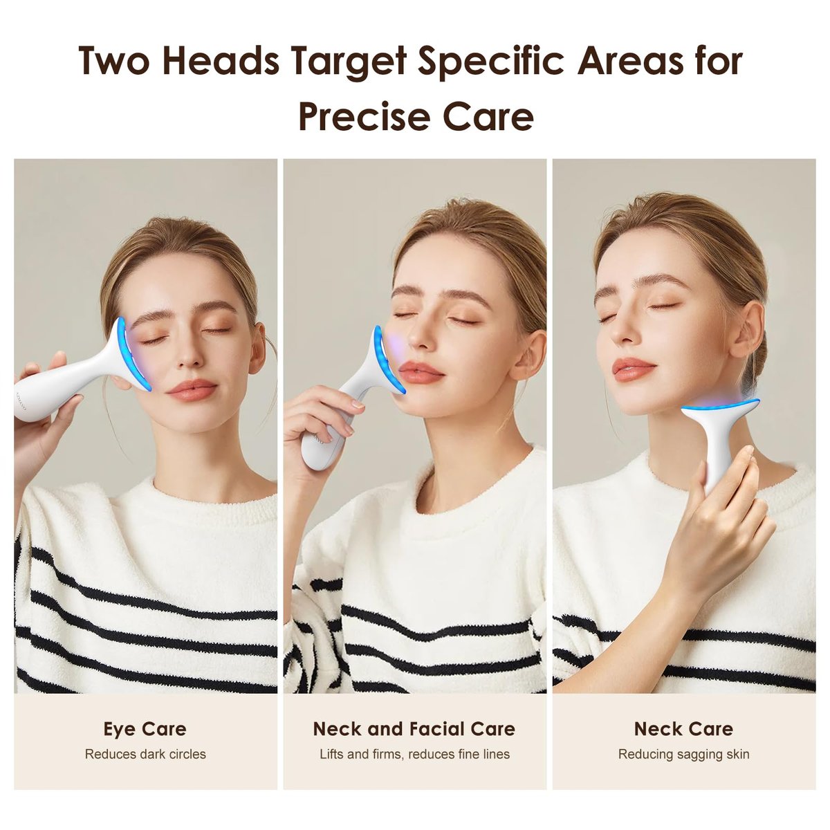 AZMAVO Facial and Neck Massager - Skin Lifting & Firming, Wrinkle & Dark Circle Reducer - Home Skin Care Sculpting Tool - Milky White Avelisse