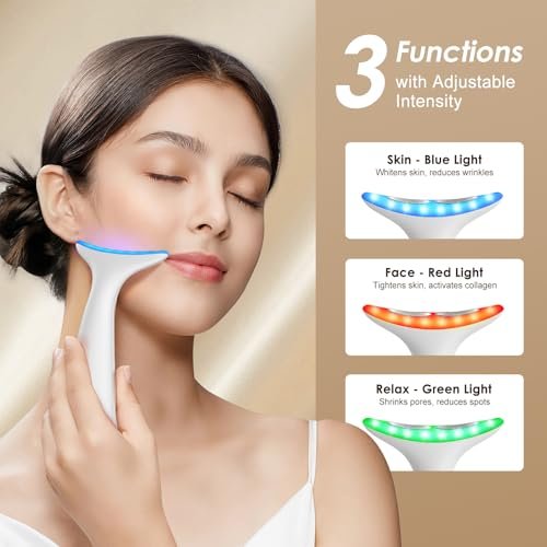 AZMAVO Facial and Neck Massager - Skin Lifting & Firming, Wrinkle & Dark Circle Reducer - Home Skin Care Sculpting Tool - Milky White Avelisse