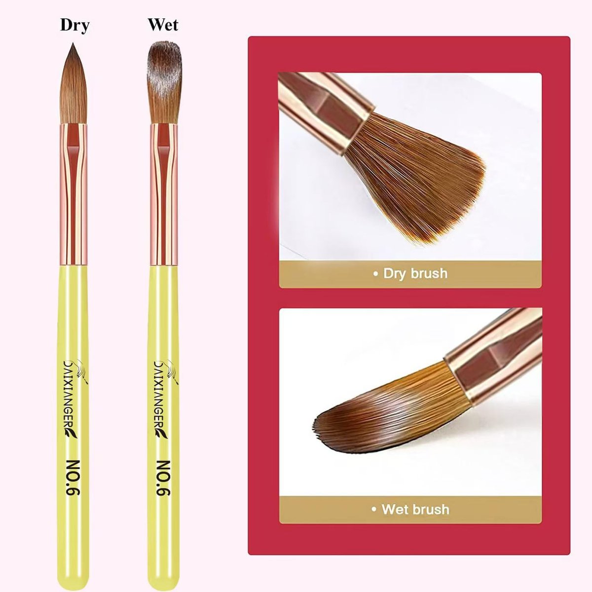 DAIXIANGER Acrylic Nail Brush Set - 9PCS Professional Nail Art Brushes for Acrylic Powder & 3D Carving, Premium Kit for DIY Home Salon - görsel 3