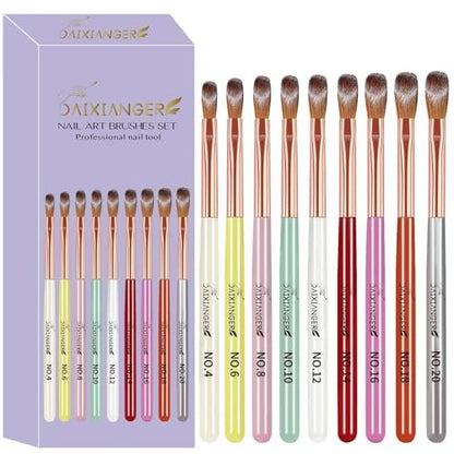 DAIXIANGER Acrylic Nail Brush Set - 9PCS Professional Nail Art Brushes for Acrylic Powder & 3D Carving, Premium Kit for DIY Home Salon