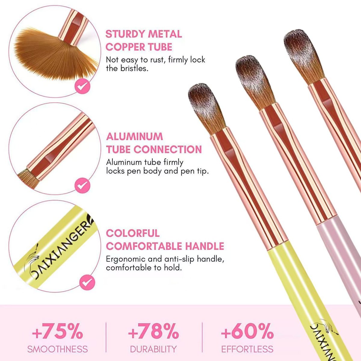 DAIXIANGER Acrylic Nail Brush Set - 9PCS Professional Nail Art Brushes for Acrylic Powder & 3D Carving, Premium Kit for DIY Home Salon - görsel 5