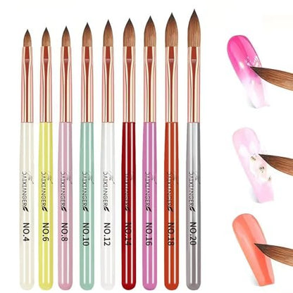 DAIXIANGER Acrylic Nail Brush Set - 9PCS Professional Nail Art Brushes for Acrylic Powder & 3D Carving, Premium Kit for DIY Home Salon