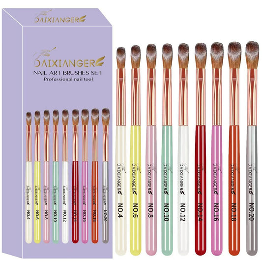 DAIXIANGER Acrylic Nail Brush Set - 9PCS Professional Nail Art Brushes for Acrylic Powder & 3D Carving, Premium Kit for DIY Home Salon