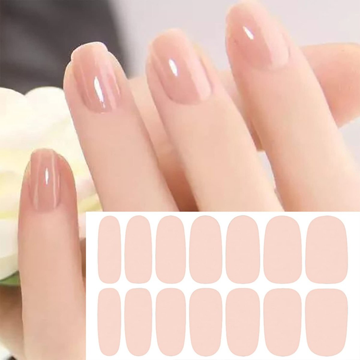 WOKOTO 20 Sheets Solid Color Nail Polish Strips - Self-Adhesive Nail Wraps, Full Nail Stickers for Women, Multi-Color Gel Strips Set with Nail File - görsel 5