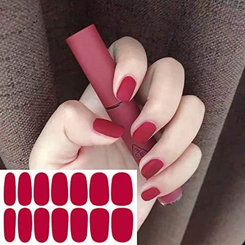 WOKOTO 20 Sheets Solid Color Nail Polish Strips - Self-Adhesive Nail Wraps, Full Nail Stickers for Women, Multi-Color Gel Strips Set with Nail File - görsel 8