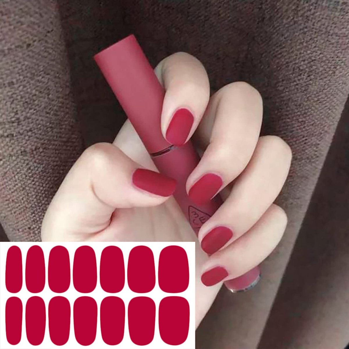 WOKOTO 20 Sheets Solid Color Nail Polish Strips - Self-Adhesive Nail Wraps, Full Nail Stickers for Women, Multi-Color Gel Strips Set with Nail File - görsel 7