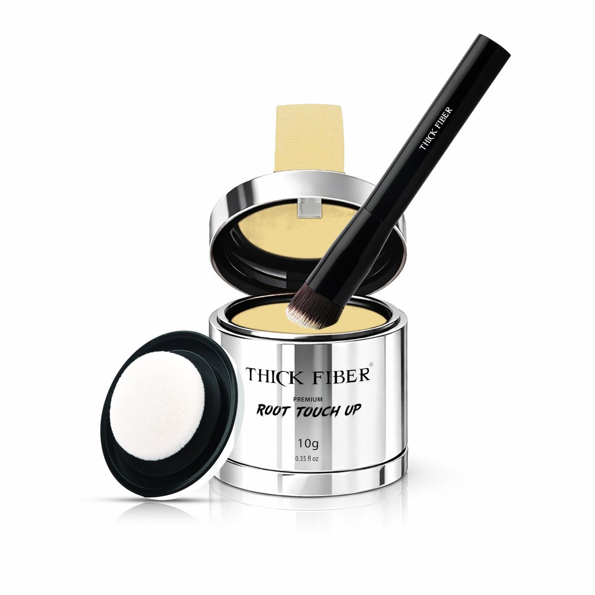 THICK FIBER Root Touch Up Powder with Brush – Light Blonde – Covers Grey Roots, Thinning Hair & Bald Spots – Sweat & Water Resistant for Men & Women (0.35 oz) - görsel 1