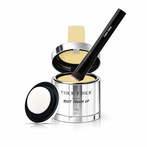 THICK FIBER Root Touch Up Powder with Brush – Light Blonde – Covers Grey Roots, Thinning Hair & Bald Spots – Sweat & Water Resistant for Men & Women (0.35 oz) - görsel 2