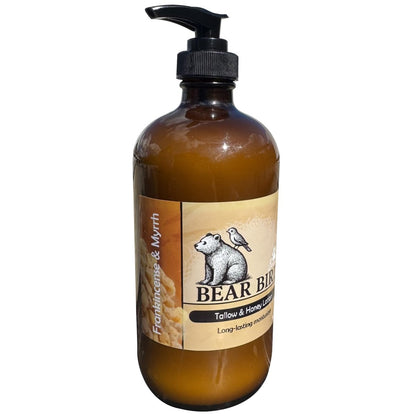 100% Grass-Fed Tallow & Raw Honey Body & Face Lotion with Olive Oil & Frankincense + Myrrh Infused Castor Oil – 16 oz Avelisse