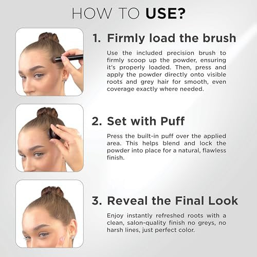 Auburn Root Touch Up Powder with Brush – Covers Grey Roots, Thinning Hair & Bald Spots – Sweat & Water Resistant for Men & Women (0.35 oz) - görsel 6