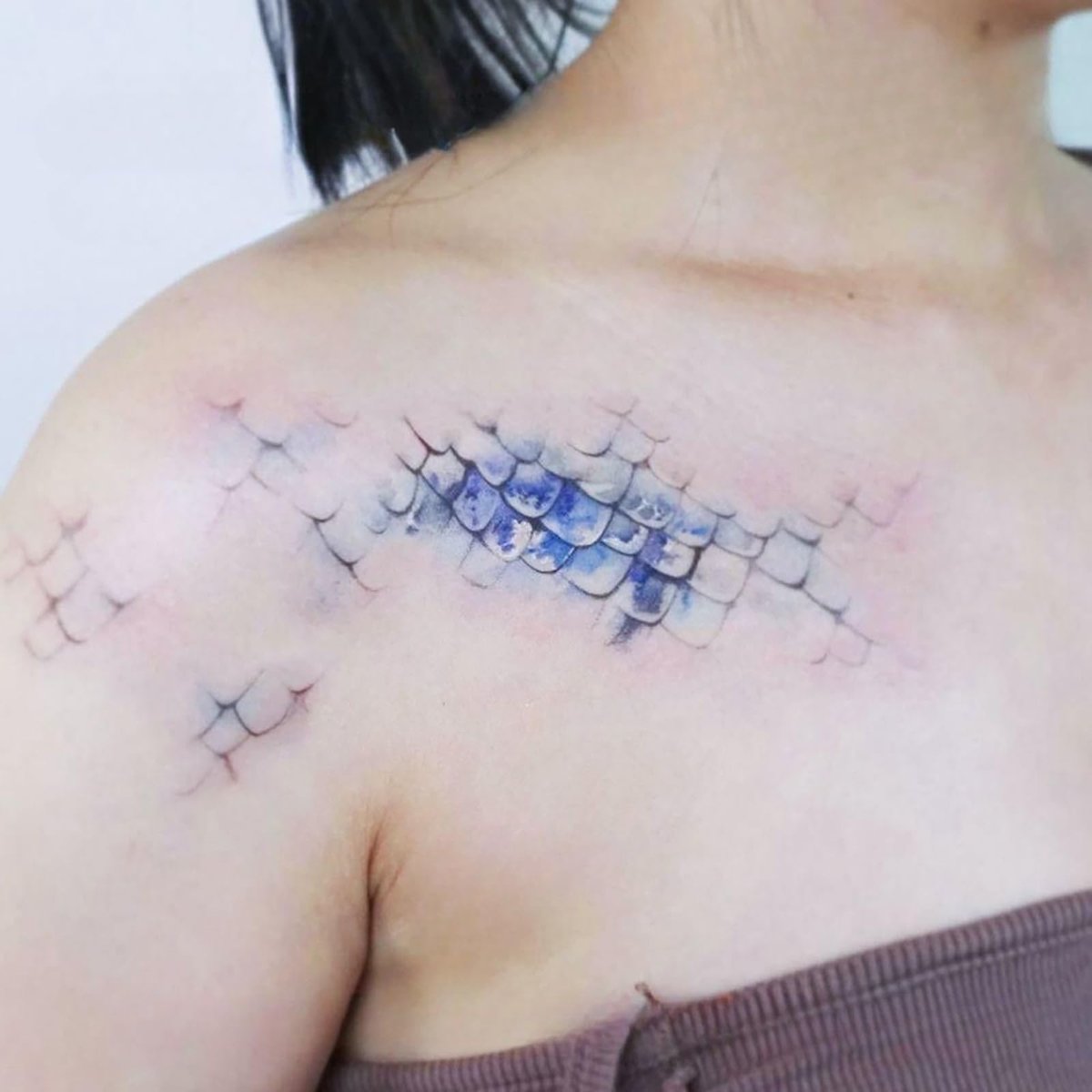 Mermaid Scales Temporary Tattoo - Ocean Blue Sea Princess Arm/Ankle Body Art for Women, Party Festival Makeup Decoration - görsel 9