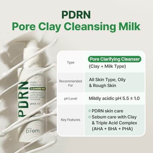MAKE P:REM PDRN Pore Clay Cleansing Milk – Hydrating Gentle Face Wash for Sensitive Skin, Korean Milky Cleanser, 6.76 fl.oz. (200ml) - görsel 4