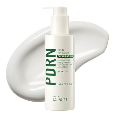 MAKE P:REM PDRN Pore Clay Cleansing Milk – Hydrating Gentle Face Wash for Sensitive Skin, Korean Milky Cleanser, 6.76 fl.oz. (200ml)