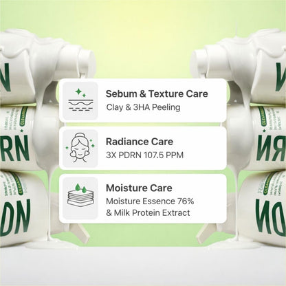 MAKE P:REM PDRN Pore Clay Cleansing Milk – Hydrating Gentle Face Wash for Sensitive Skin, Korean Milky Cleanser, 6.76 fl.oz. (200ml)