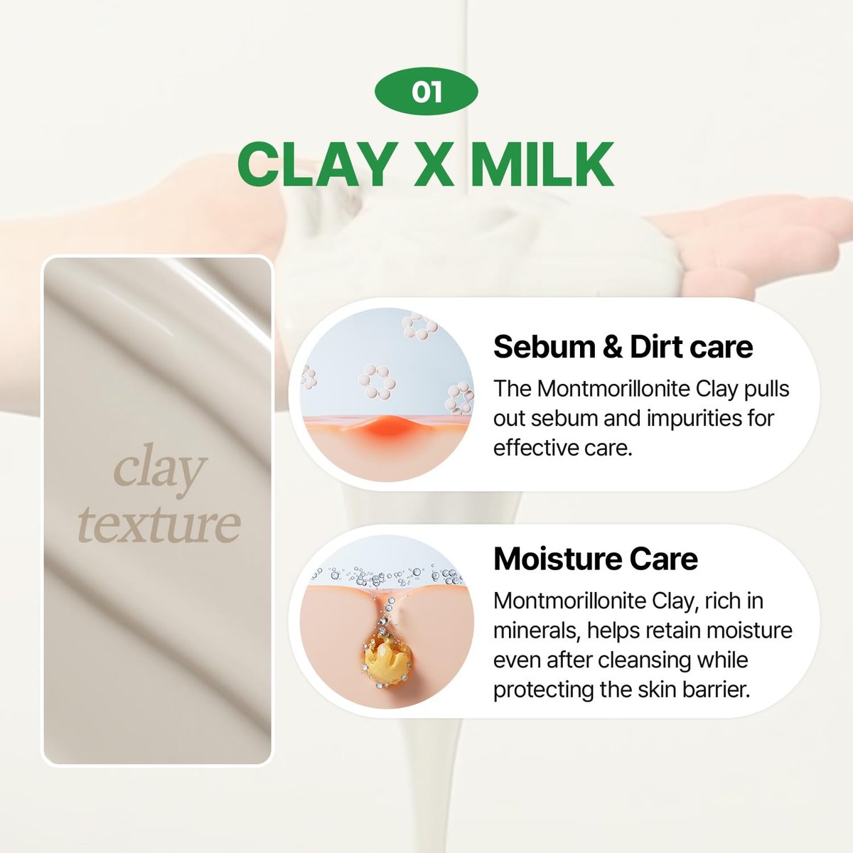 MAKE P:REM PDRN Pore Clay Cleansing Milk – Hydrating Gentle Face Wash for Sensitive Skin, Korean Milky Cleanser, 6.76 fl.oz. (200ml) - görsel 5
