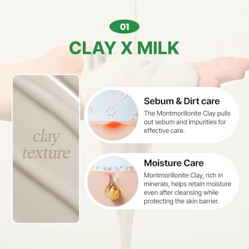 MAKE P:REM PDRN Pore Clay Cleansing Milk – Hydrating Gentle Face Wash for Sensitive Skin, Korean Milky Cleanser, 6.76 fl.oz. (200ml) - görsel 6
