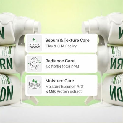 MAKE P:REM PDRN Pore Clay Cleansing Milk – Hydrating Gentle Face Wash for Sensitive Skin, Korean Milky Cleanser, 6.76 fl.oz. (200ml)