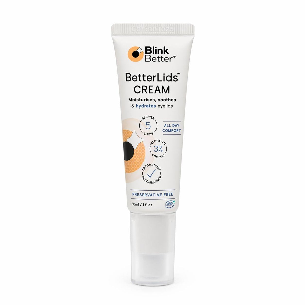 BlinkBetter BetterLids Restore Eyelid Cream – Hydrating Barrier Support for Dry, Itchy, Red & Sensitive Eyelids – Lightweight Daily Formula with 3% Oat & Ceramides, 1 fl oz - görsel 1