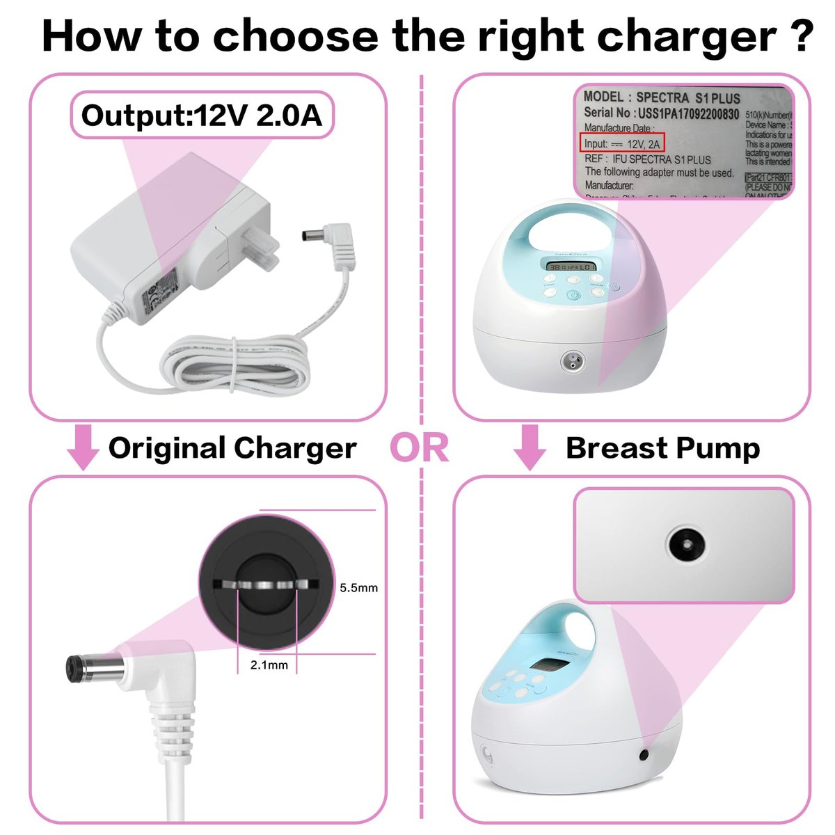 Getop 10ft Charger Compatible with Spectra S1, S2, Plus, S3 Pro, Synergy Gold, SPS100, SPS200 - White Avelisse