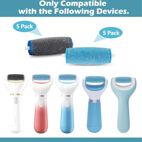 10-Pack Replacement Roller Heads for Electronic Foot File – 5 Extra Coarse & 5 Regular Coarse Refills Avelisse