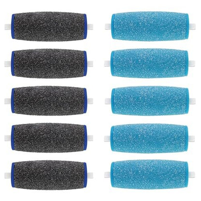 10-Pack Replacement Roller Heads for Electronic Foot File – 5 Extra Coarse & 5 Regular Coarse Refills Avelisse