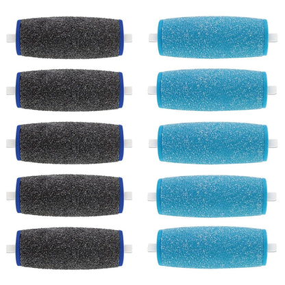 10-Pack Replacement Roller Heads for Electronic Foot File – 5 Extra Coarse & 5 Regular Coarse Refills Avelisse