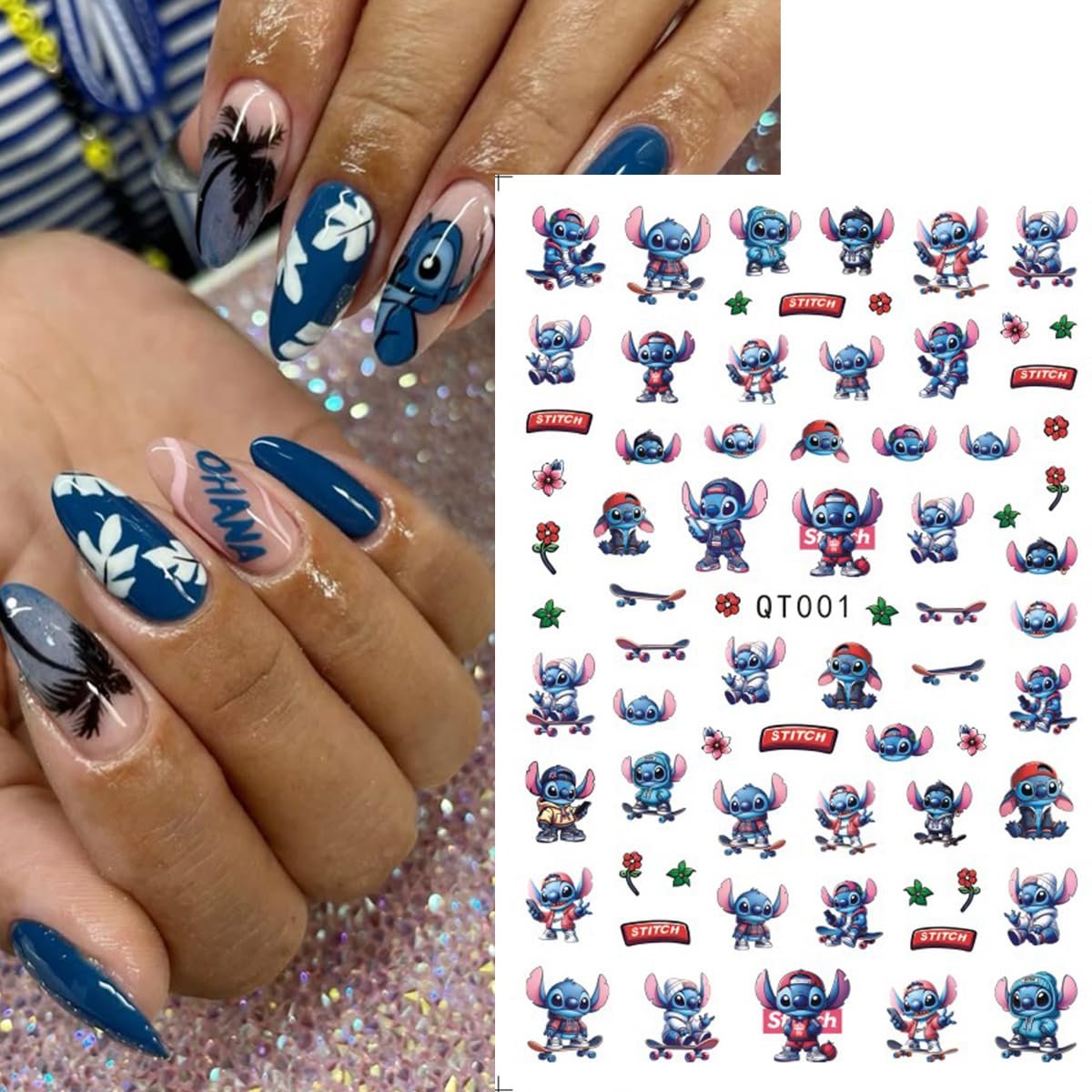 Cute Nail Art Stickers - 6 Sheets Self-Adhesive 3D Cartoon Nail Decals for Women & Girls - görsel 7