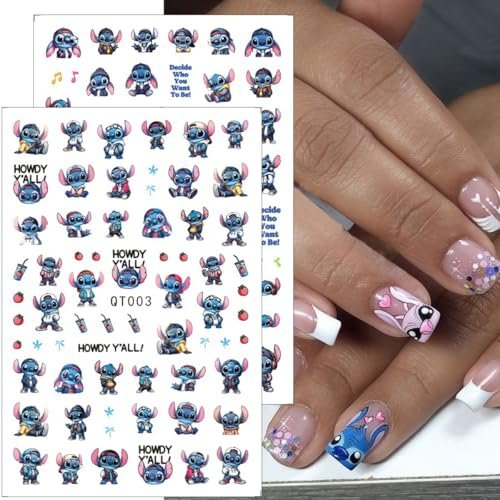 Cute Nail Art Stickers - 6 Sheets Self-Adhesive 3D Cartoon Nail Decals for Women & Girls - görsel 14