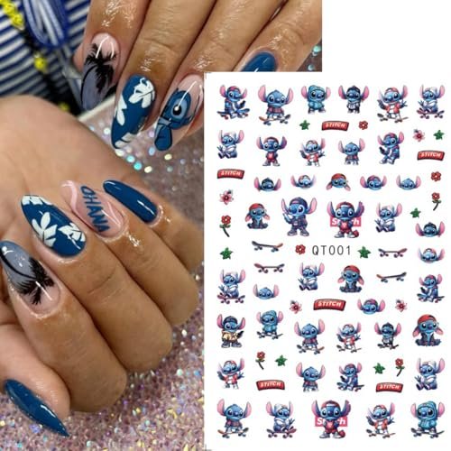 Cute Nail Art Stickers - 6 Sheets Self-Adhesive 3D Cartoon Nail Decals for Women & Girls - görsel 8