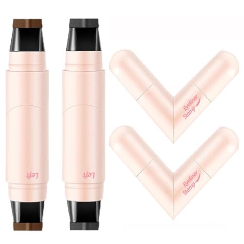 Double Headed Eyeliner Stamp - 2 Colors Waterproof Long Lasting Smudge Proof Liquid Eye Liner Pen, Foldable Eyeliner Stamp, Gel Eye Pencil Eye Makeup Pen (Black+Brown) - görsel 2