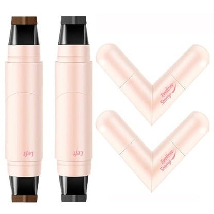 Double Headed Eyeliner Stamp - 2 Colors Waterproof Long Lasting Smudge Proof Liquid Eye Liner Pen, Foldable Eyeliner Stamp, Gel Eye Pencil Eye Makeup Pen (Black+Brown)