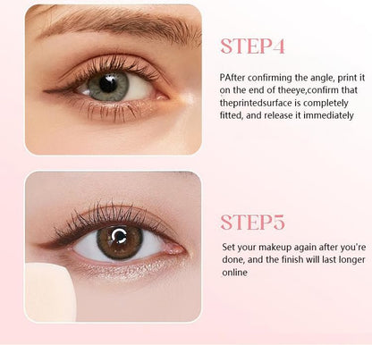 Double Headed Eyeliner Stamp - 2 Colors Waterproof Long Lasting Smudge Proof Liquid Eye Liner Pen, Foldable Eyeliner Stamp, Gel Eye Pencil Eye Makeup Pen (Black+Brown)