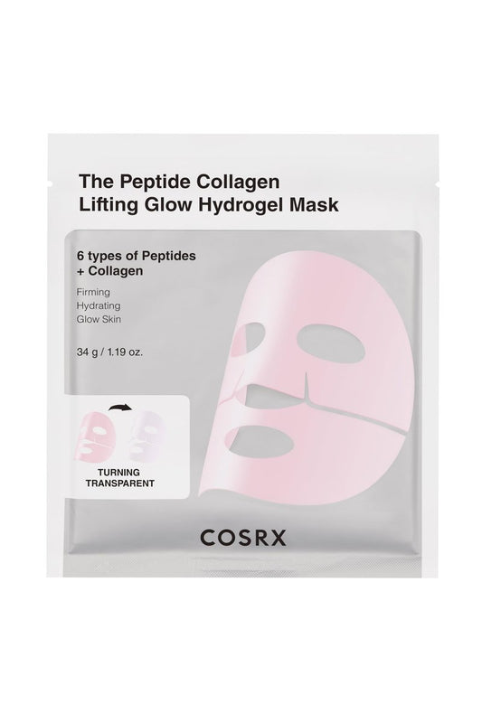 COSRX The Peptide Collagen Lifting Glow Hydrogel Face Mask - 1 Sheet, Korean Skincare, Travel Essentials, Overnight Mask