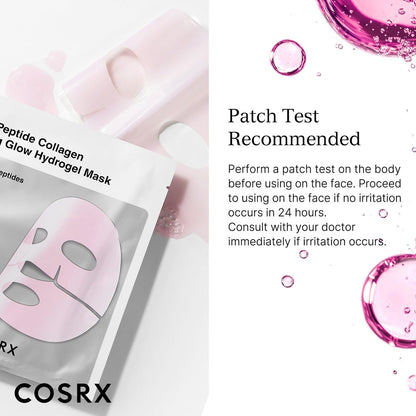 COSRX The Peptide Collagen Lifting Glow Hydrogel Face Mask - 1 Sheet, Korean Skincare, Travel Essentials, Overnight Mask