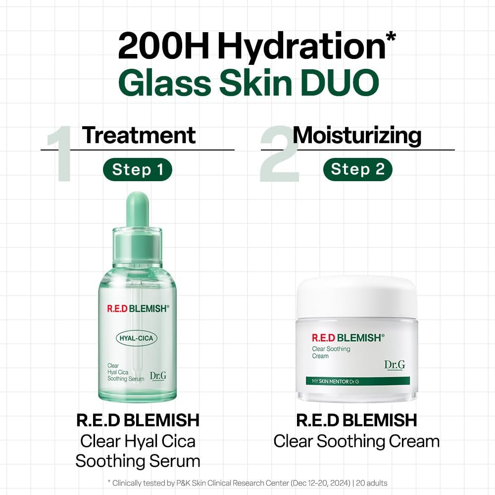 Dr. G R.E.D. Blemish Clear Hyal-Cica Soothing Serum – Korean Hydrating Serum with Hyaluronic Acid & Centella Asiatica for All Skin Types, 1.69 fl oz Avelisse