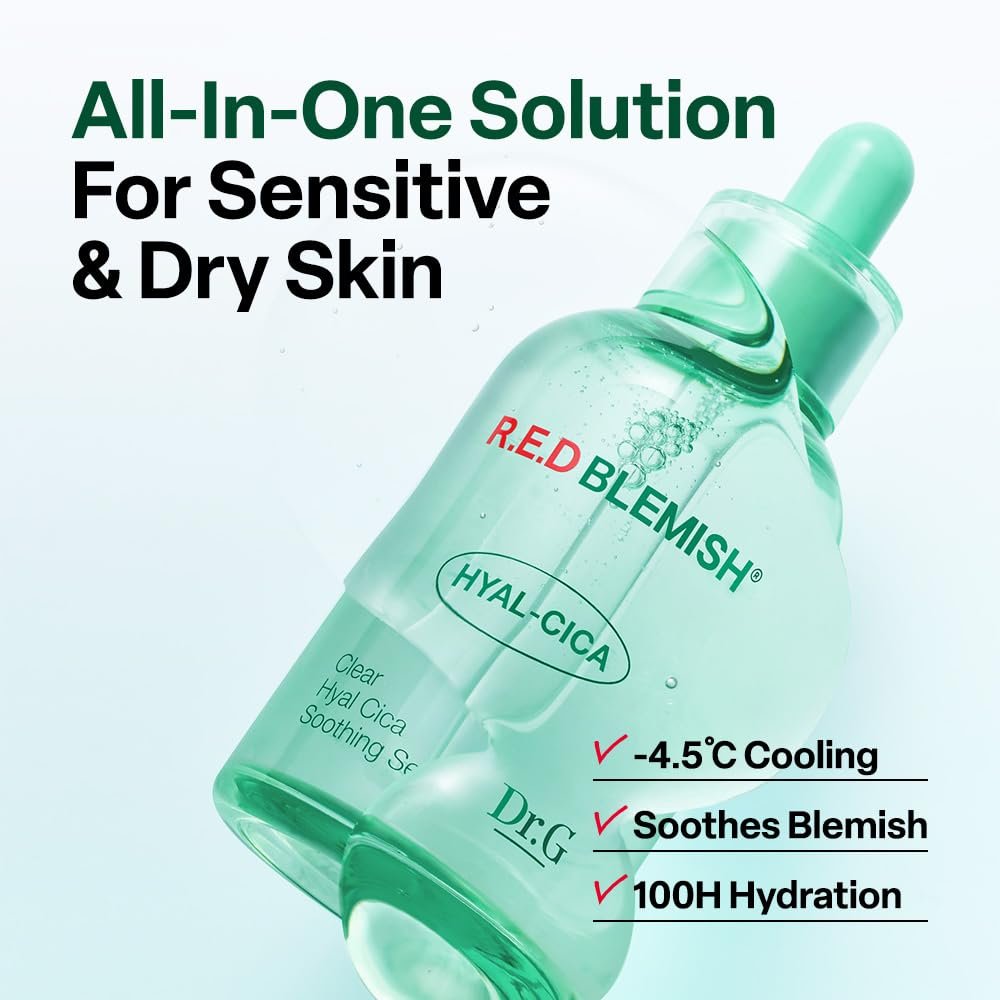 Dr. G R.E.D. Blemish Clear Hyal-Cica Soothing Serum – Korean Hydrating Serum with Hyaluronic Acid & Centella Asiatica for All Skin Types, 1.69 fl oz Avelisse