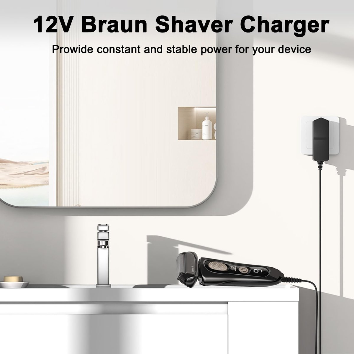 12V Charger Fit for Braun Shaver Series 1 3 5 7 9, 5FT Charging Cord for Braun 310s 340s 740s 3040s 7020s 9330s 760cc 790cc 5190cc 7085cc 7865cc 9090cc 9095cc 9290cc 9385cc 9577cc Electric Trimmer - görsel 11