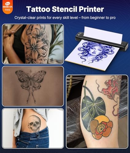 Rongta Tattoo Stencil Printer - Wireless Bluetooth/USB Tattoo Machine for Professionals and Beginners, Black Avelisse