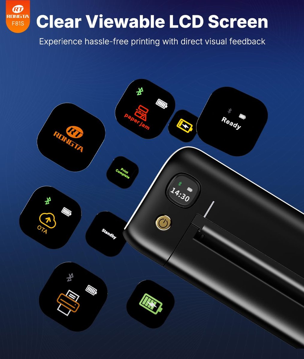 Rongta Tattoo Stencil Printer - Wireless Bluetooth/USB Tattoo Machine for Professionals and Beginners, Black Avelisse