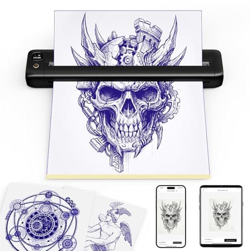 Rongta Tattoo Stencil Printer - Wireless Bluetooth/USB Tattoo Machine for Professionals and Beginners, Black Avelisse