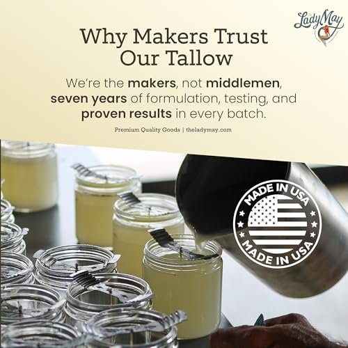Bulk Grass-Fed Beef Tallow for Soap, Skincare & Candles – 16 lbs Unscented Maker-Proven Quality (2 lb Packs) Avelisse
