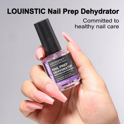 LOUINSTIC Acid-Free Nail Dehydrator 15ml – Fast Air-Dry Nail Prep for Acrylic, UV Gel & Gel Polish. Hema-Free Dehydrator Base Coat, No Burn, Low-Odor. Salon & DIY Use