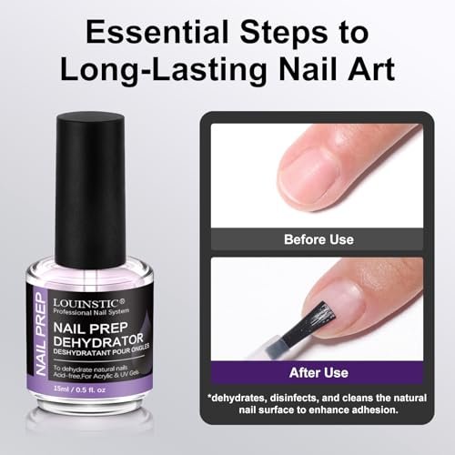 LOUINSTIC Acid-Free Nail Dehydrator 15ml – Fast Air-Dry Nail Prep for Acrylic, UV Gel & Gel Polish. Hema-Free Dehydrator Base Coat, No Burn, Low-Odor. Salon & DIY Use - görsel 4
