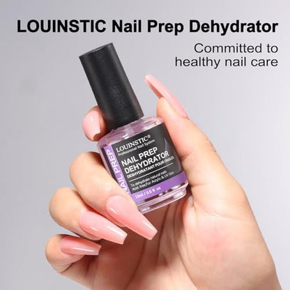 LOUINSTIC Acid-Free Nail Dehydrator 15ml – Fast Air-Dry Nail Prep for Acrylic, UV Gel & Gel Polish. Hema-Free Dehydrator Base Coat, No Burn, Low-Odor. Salon & DIY Use