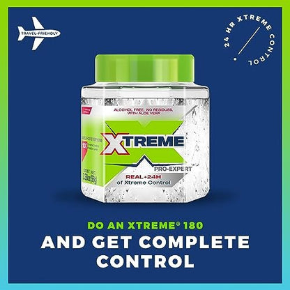 Xtreme Pro-Expert Clear Hair Styling Gel, Alcohol Free 24-Hours Xtreme Control With Aloe Vera, 3.38 Oz Jar (Pack of 6)