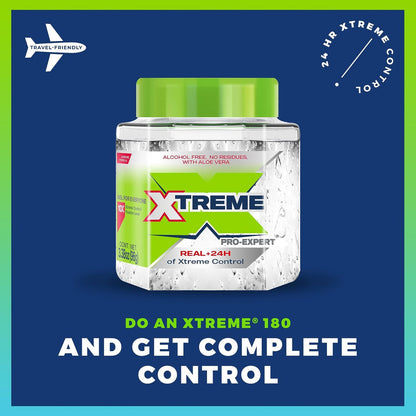 Xtreme Pro-Expert Clear Hair Styling Gel, Alcohol Free 24-Hours Xtreme Control With Aloe Vera, 3.38 Oz Jar (Pack of 6)