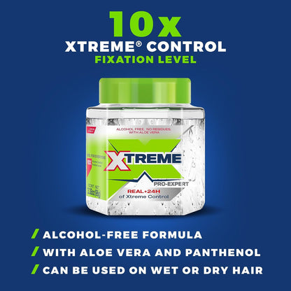 Xtreme Pro-Expert Clear Hair Styling Gel, Alcohol Free 24-Hours Xtreme Control With Aloe Vera, 3.38 Oz Jar (Pack of 6)